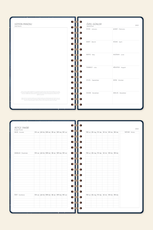 2025 Ajanda A5 Spiralli Haftalık Planlayıcı 12 Aylık - Galaksi