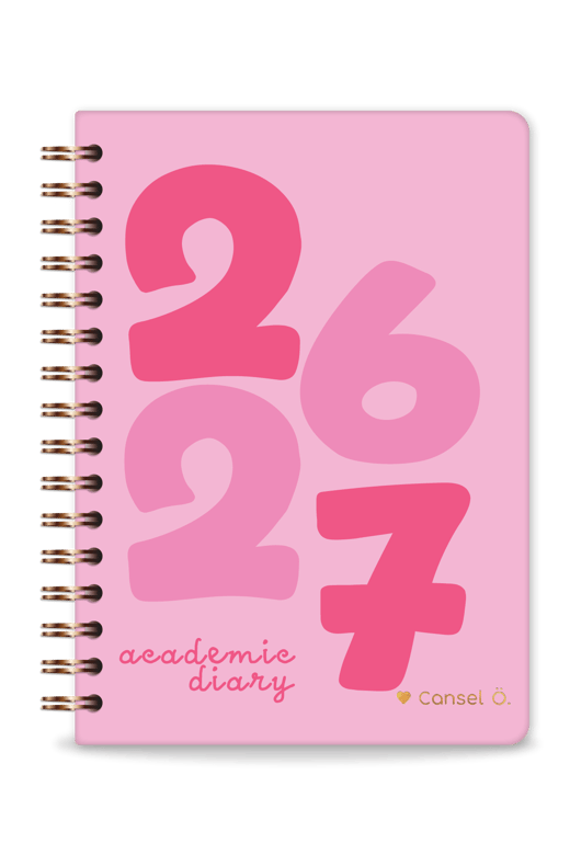 2026-2027 A5 Spiralli Akademik Haftalık Ajanda 16 Aylık - Baby Pink 