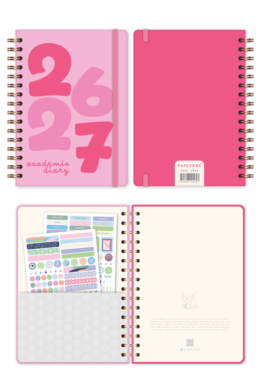 2026-2027 A5 Spiralli Akademik Haftalık Ajanda 16 Aylık - Baby Pink 