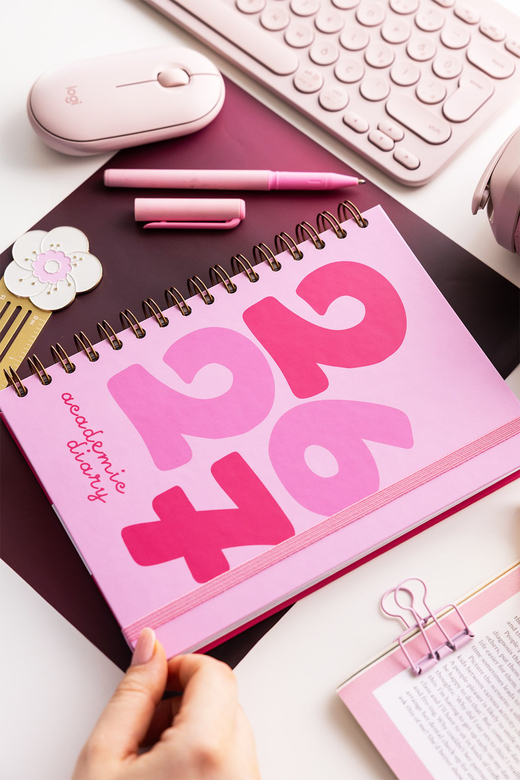 2026-2027 A5 Spiralli Akademik Haftalık Ajanda 16 Aylık - Baby Pink 