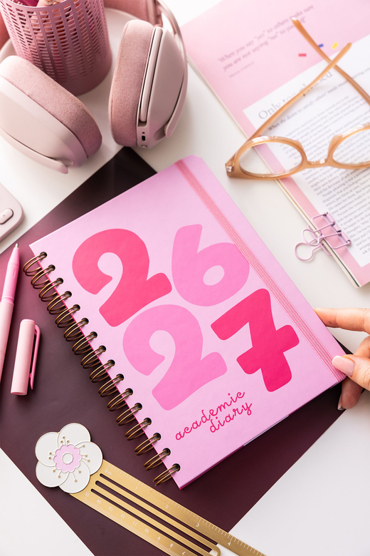 2026-2027 A5 Spiralli Akademik Haftalık Ajanda 16 Aylık - Baby Pink 