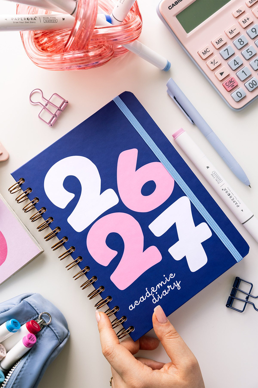 2026-2027 A5 Spiralli Renkli Akademik Ajanda 16 Aylık Motivasyon Sayfalı - Lacivert