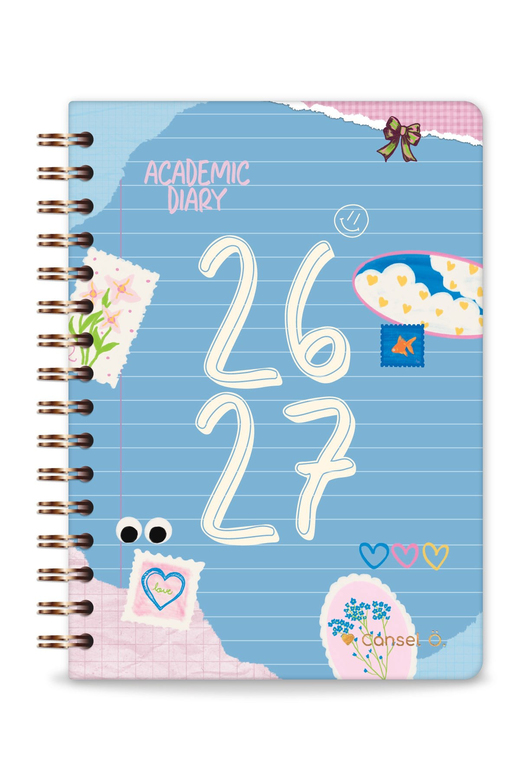 2026-2027 A5 Spiralli Renkli Akademik Ajanda 16 Aylık Motivasyon Sayfalı - Kolaj