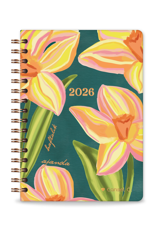 2026 A5 Spiralli Haftalık Ajanda 12 Aylık - Çiçek