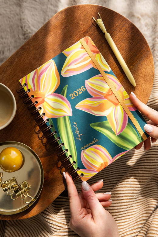 2026 A5 Spiralli Haftalık Ajanda 12 Aylık - Çiçek