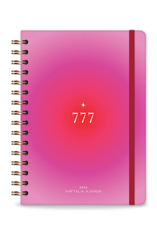 2026 A5 Spiralli Haftalık Ajanda 12 Aylık - Pembe Aura