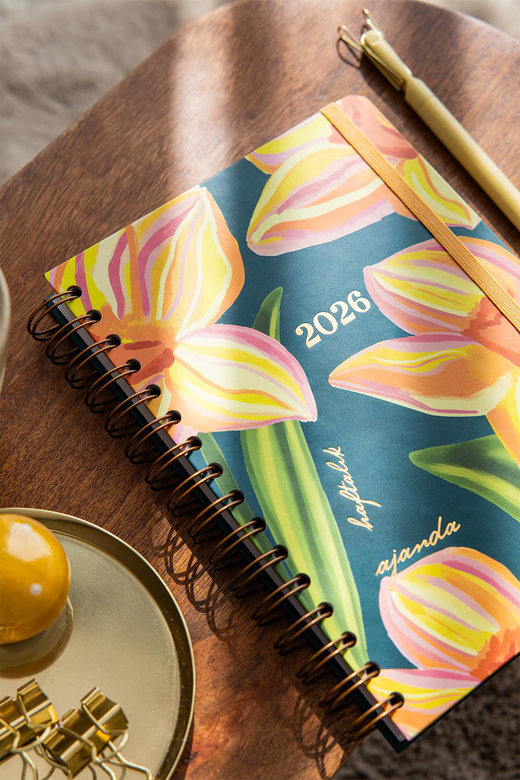 2026 A5 Spiralli Haftalık Ajanda 12 Aylık - Çiçek