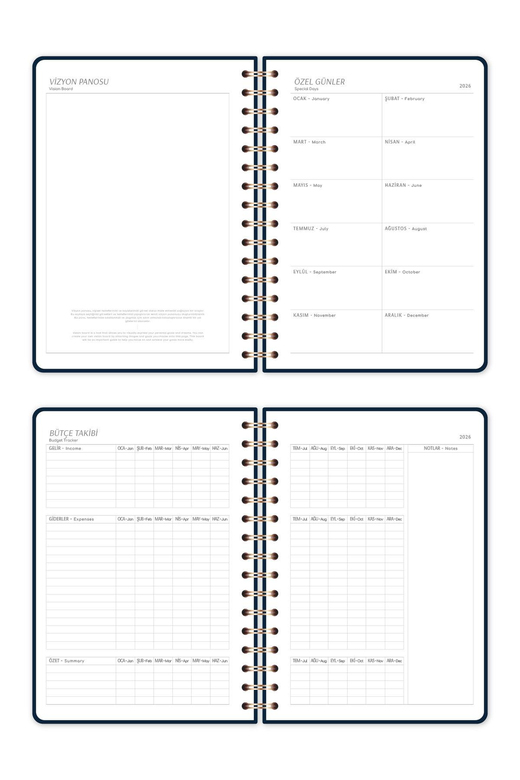 2026 A5 Spiralli Haftalık Ajanda 12 Aylık - Galaksi