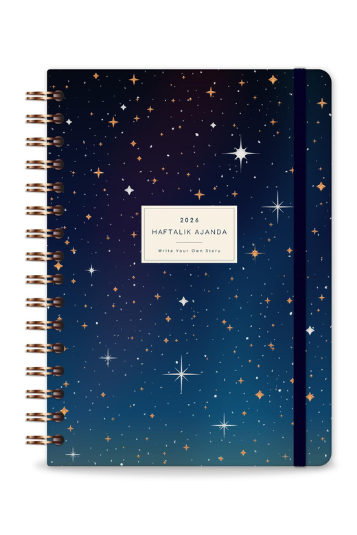 2026 A5 Spiralli Haftalık Ajanda 12 Aylık - Galaksi