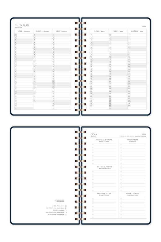 2026 A5 Spiralli Haftalık Ajanda 12 Aylık - Galaksi