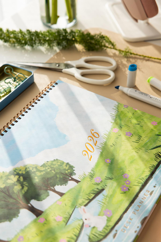 2026 Haftalık Spiralli Masaüstü Planlayıcı 24x34 cm - Desk Planner Manzara
