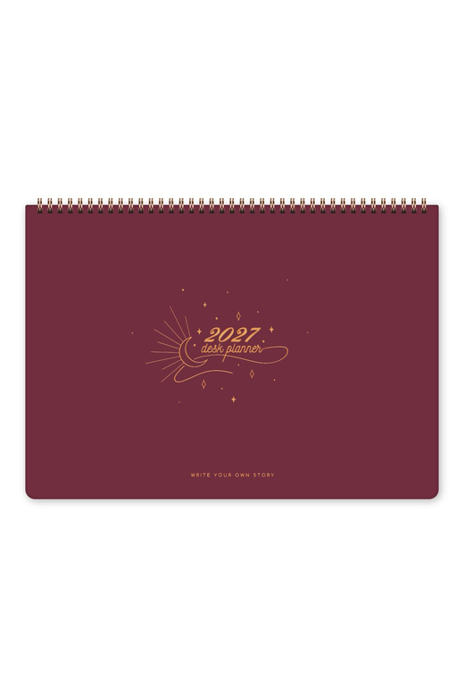 2027 Haftalık Spiralli Masaüstü Planlayıcı 24x34 cm - Desk Planner Bordo
