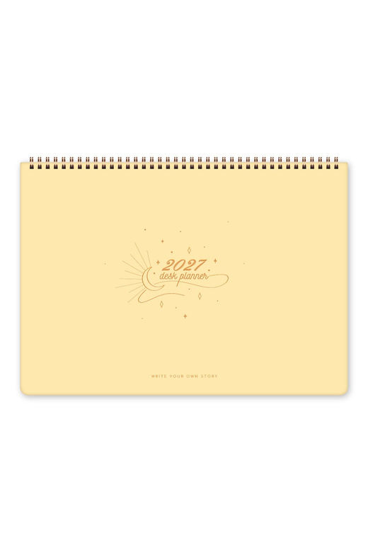 2027 Haftalık Spiralli Masaüstü Planlayıcı 24x34 cm - Desk Planner Sarı
