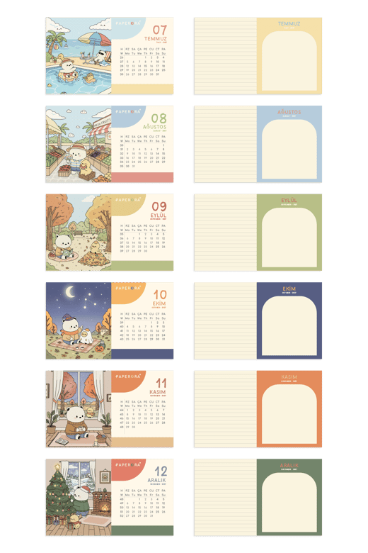 2027 Yılı Karton Ayaklı Masa Takvimi Kawaii - 12x20 cm