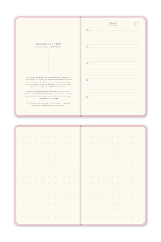 5 Yıllık Süresiz Günlük Ajanda 13x21 - Pembe