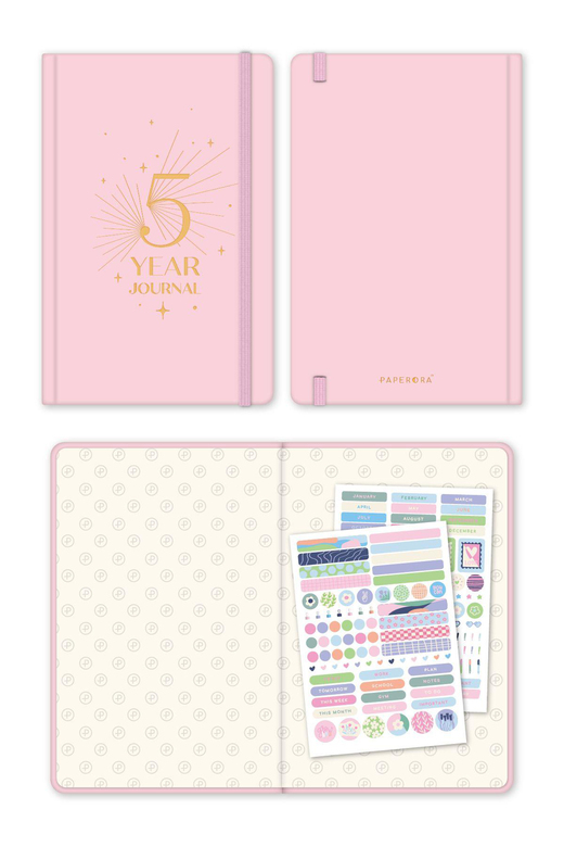 5 Yıllık Süresiz Günlük Ajanda 13x21 - Pembe