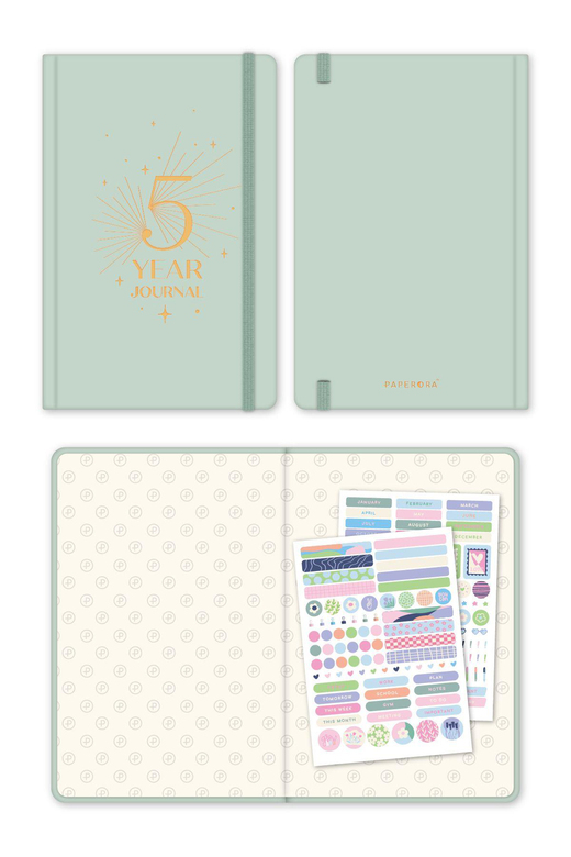 5 Yıllık Süresiz Günlük Ajanda 13x21 - Yeşil