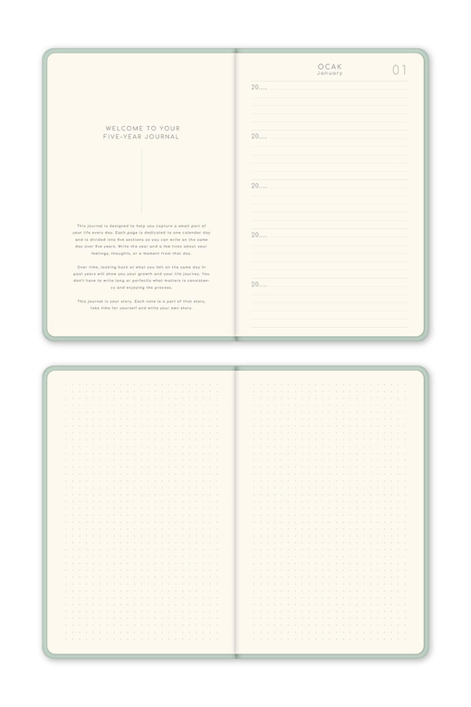 5 Yıllık Süresiz Günlük Ajanda 13x21 - Yeşil