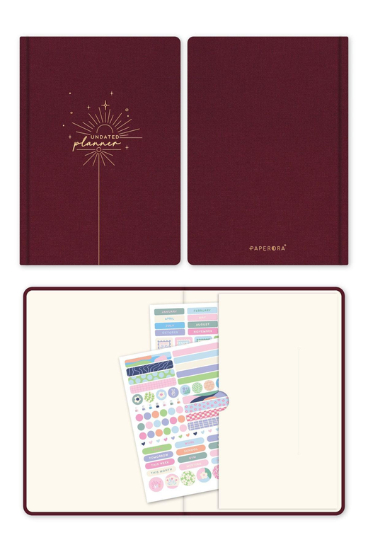 A5 Keten Süresiz Planlayıcı Ajanda Bordo