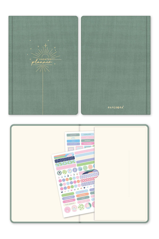 A5 Keten Süresiz Planlayıcı Ajanda Yeşil