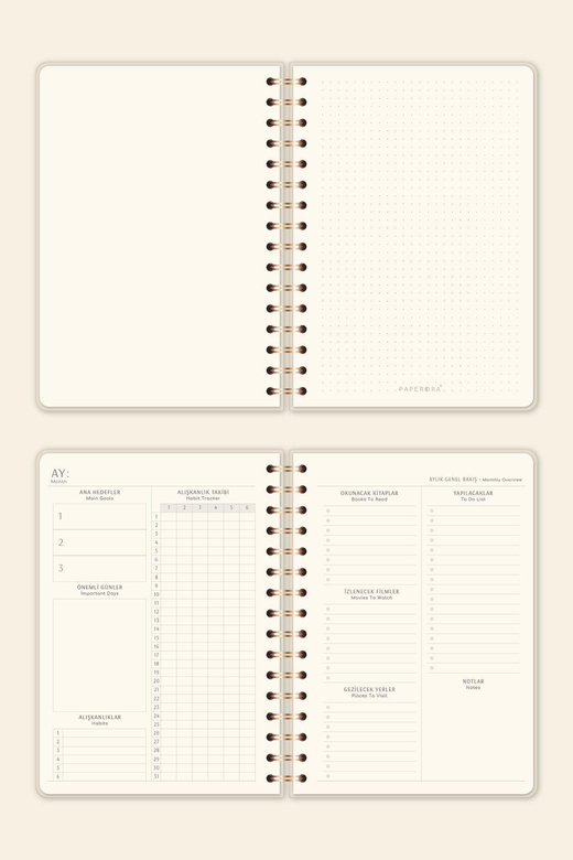 A5 Spiralli Keten Süresiz Planlayıcı Ajanda Mavi