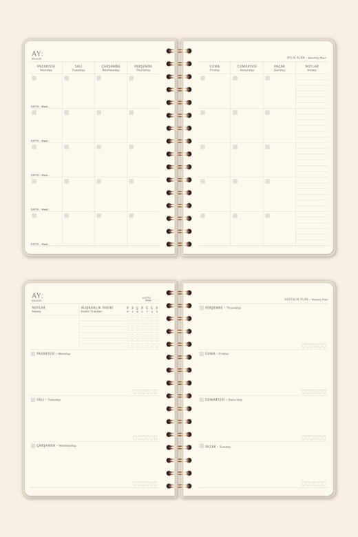 A5 Spiralli Keten Süresiz Planlayıcı Ajanda Mavi