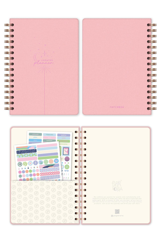A5 Spiralli Süresiz Planlayıcı Ajanda - Pembe