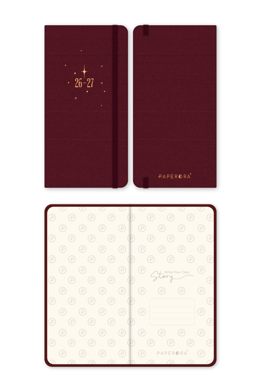 Charm Takılabilen 2026-2027 Mid-Year Akademik Cep Ajanda 9x17 cm Bordo