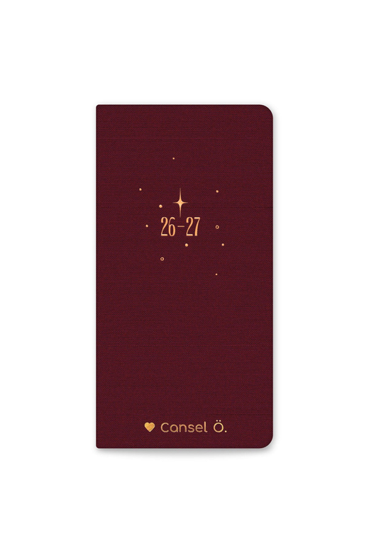 Charm Takılabilen 2026-2027 Mid-Year Akademik Cep Ajanda 9x17 cm Bordo