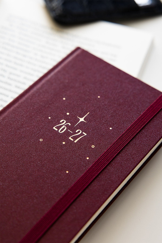 Charm Takılabilen 2026-2027 Mid-Year Akademik Cep Ajanda 9x17 cm Bordo