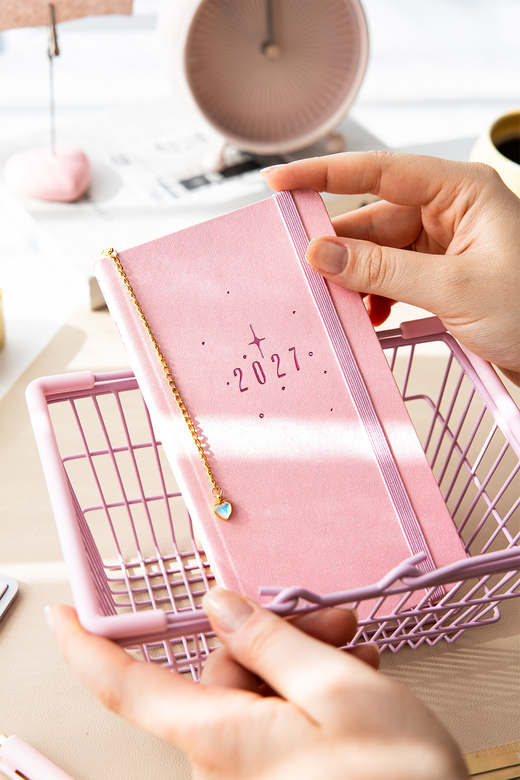 Charm Takılabilen 2027 Haftalık Cep Ajanda 12 Aylık 9x17 cm- Pembe
