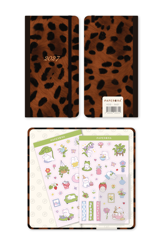Charm Takılabilen 2027 Haftalık Cep Ajanda 12 Aylık 9x17 cm - Leopar