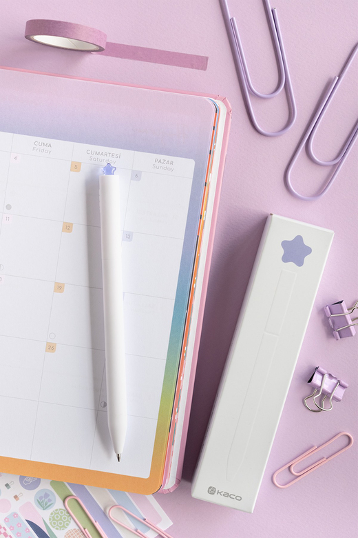 Kaco x Paperora FIRST Star 0.5 mm Jel Kalem Seti – 2 Adet Refill ile (Mor Gövde Siyah Mürekkep)