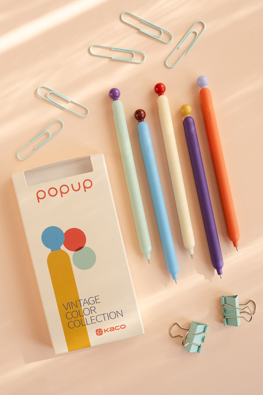 Kaco x Paperora POPUP Vintage Party 0.5 mm Jel Kalem Seti (Siyah Mürekkep)