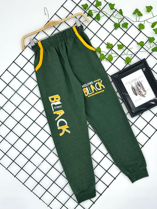 0570 Black Street Baskılı Cepli Erkek Çocuk Mevsimlik Tek Alt (11-15 Yaş)-HAKİ YEŞİLİ