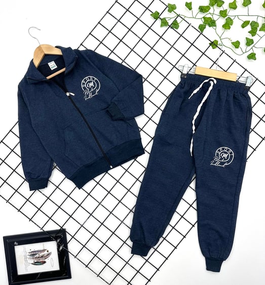 0731 Sport Black İndland Yazılı Erkek Çocuk Mevsimlik Takım (8-15 Yaş)-LACİVERT