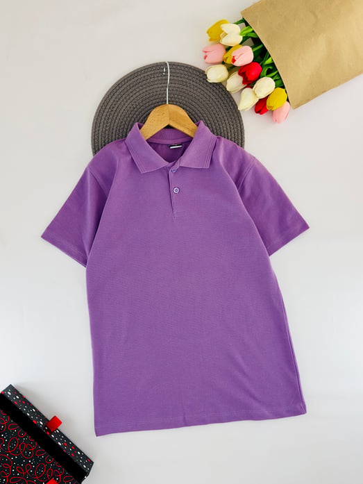 1210 Kısa Kol Unisex Yakalı Çocuk Lacost-LİLA