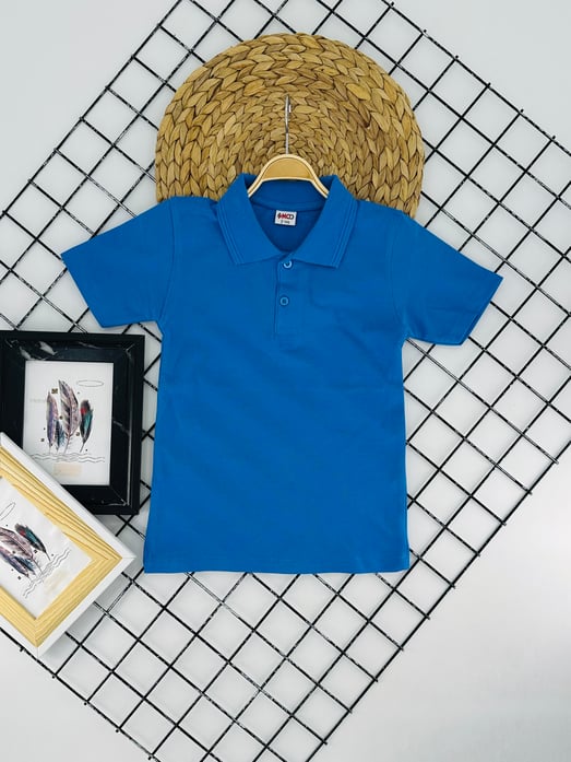 1210 Kısa Kol Unisex Yakalı Çocuk Lacost-AÇIK MAVİ