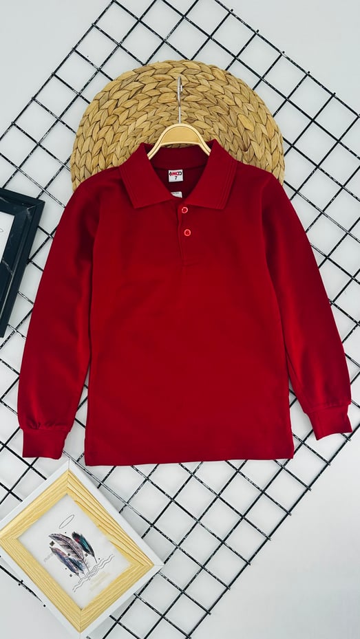 1212 Uzun Kol Unisex Yakalı Çocuk Lacost-BORDO