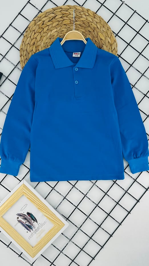 1212 Uzun Kol Unisex Yakalı Çocuk Lacost-KOYU MAVİ