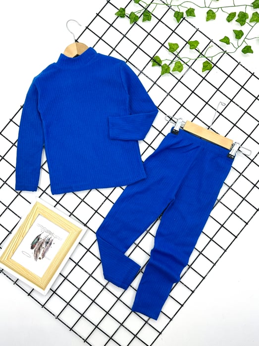 1300 Fitilli Kumaş Kışlık Unisex Takım-SAKS MAVİ