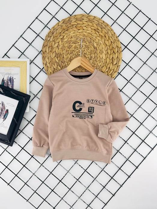 190320 Styl Yazılı Baskılı Erkek Çocuk Penye Sweat-TAŞ