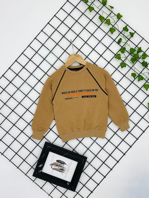 190335 Cmk Kids Clup Baskılı Erkek Çocuk Penye Sweat-TABA