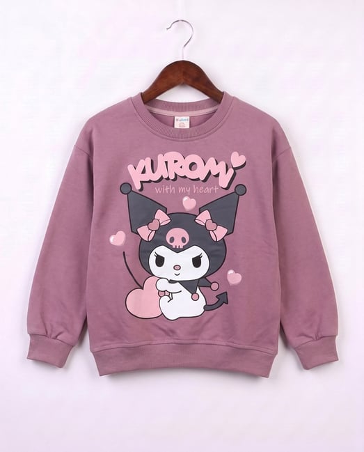 21702 Kuromi Kalp Baskılı Kız Çocuk Sweat-MÜRDÜM