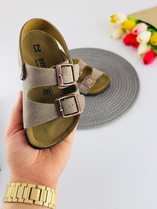 2230-1 Birknstck Sandalet Model Unisex Çocuk Terlik-KAHVE