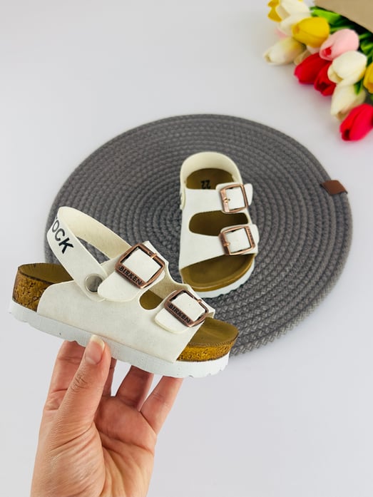 2230-1 Birknstck Sandalet Model Unisex Çocuk Terlik-BEYAZ