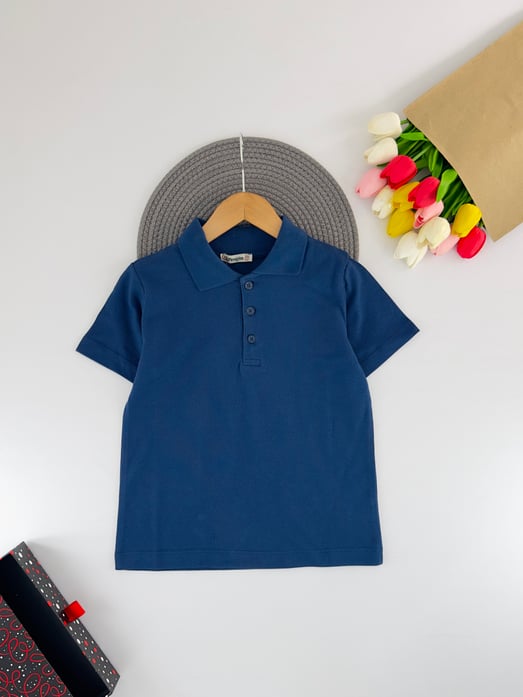 2375 Polo Yaka Unisex Çocuk Lacost-İNDİGO MAVİ