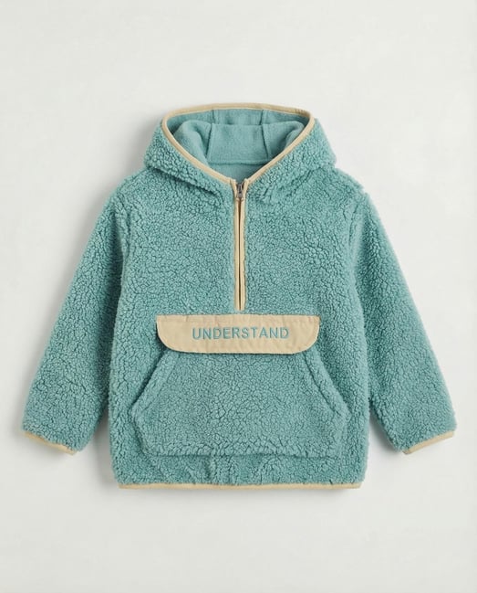 25610 Mıs Crısy Yazılı Önü Fermuarlı Erkek Çocuk Polar Sweat-YEŞİL
