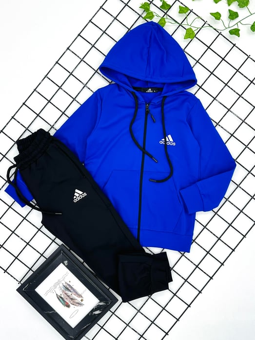 310-3 Yazı  Baskılı Unisex Dalgıç Kumaş Eşofman Takımı-SAKS MAVİ