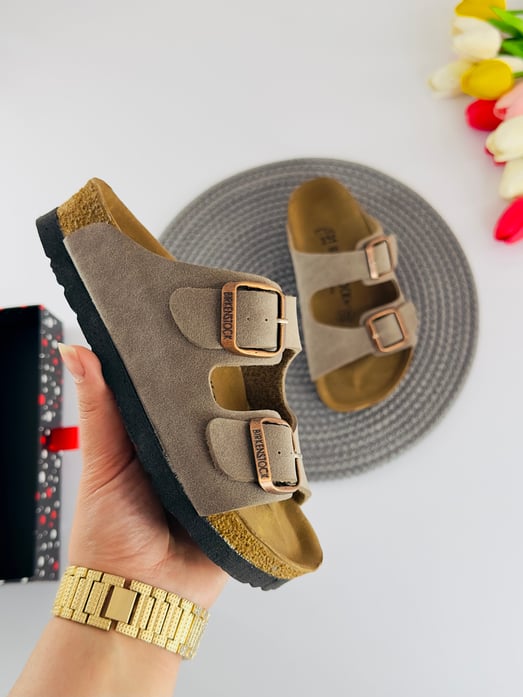 3135-1 Brknstck Düz Renk Unisex Çocuk Terlik-KAHVE